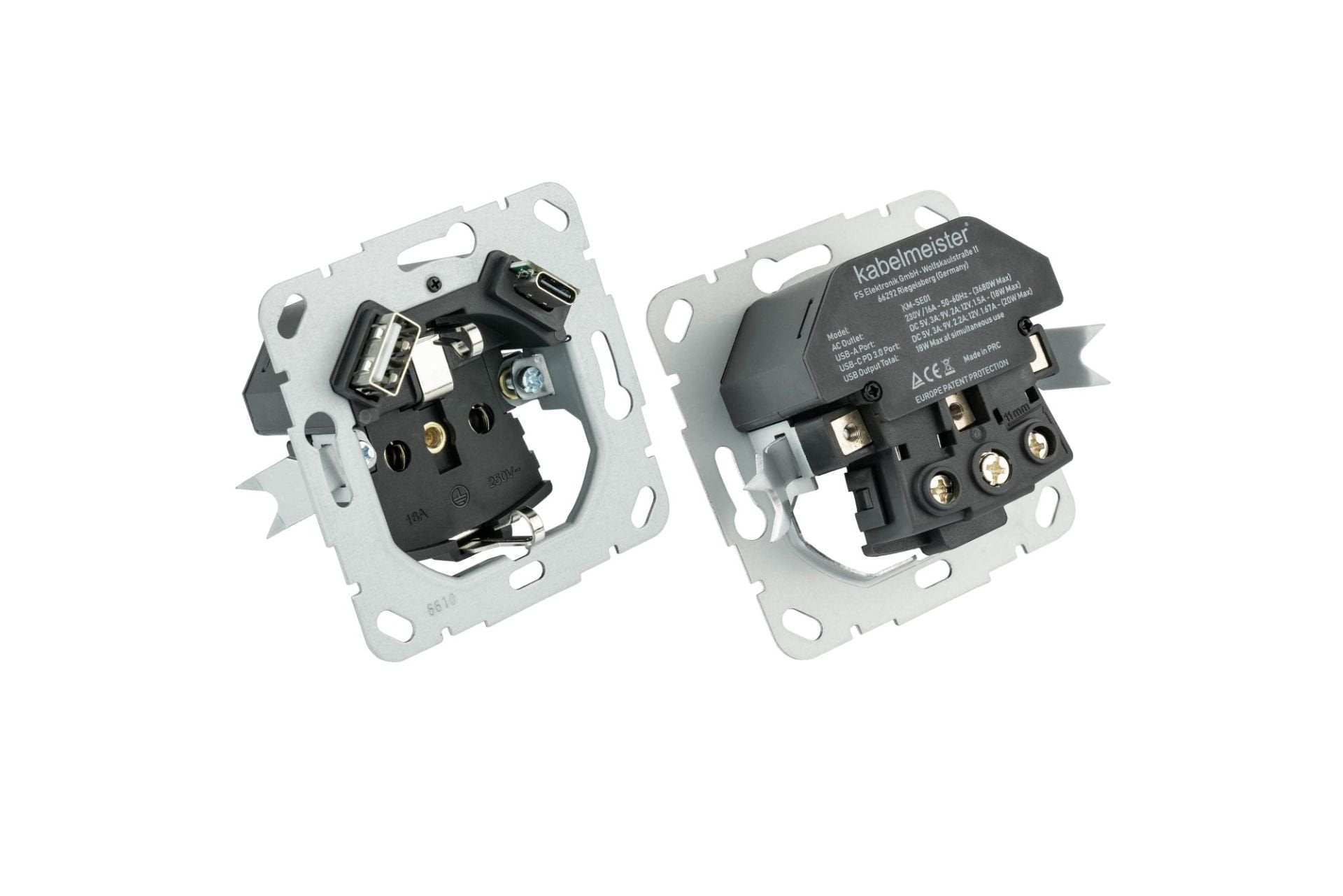 Cablemeimer Schutzkontakt-Einbaumeckdose 2-Fach Anthrazit