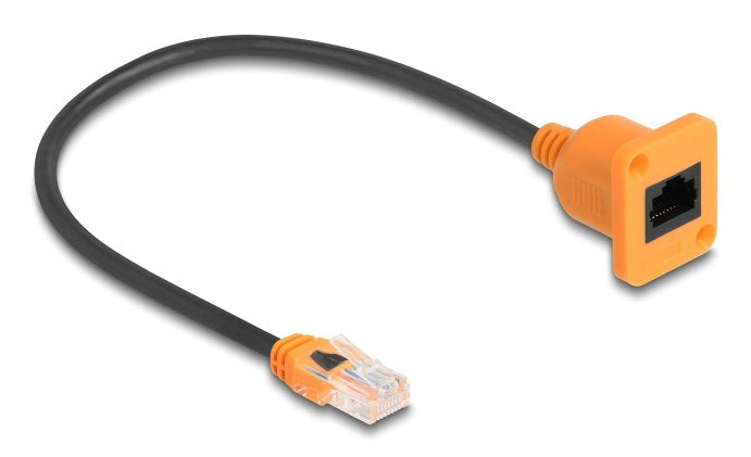 Delock D-Typ Rj45 Cable Stecker Zu Buchse Cat.5e Utp Naranja Schwarz 30 Cm