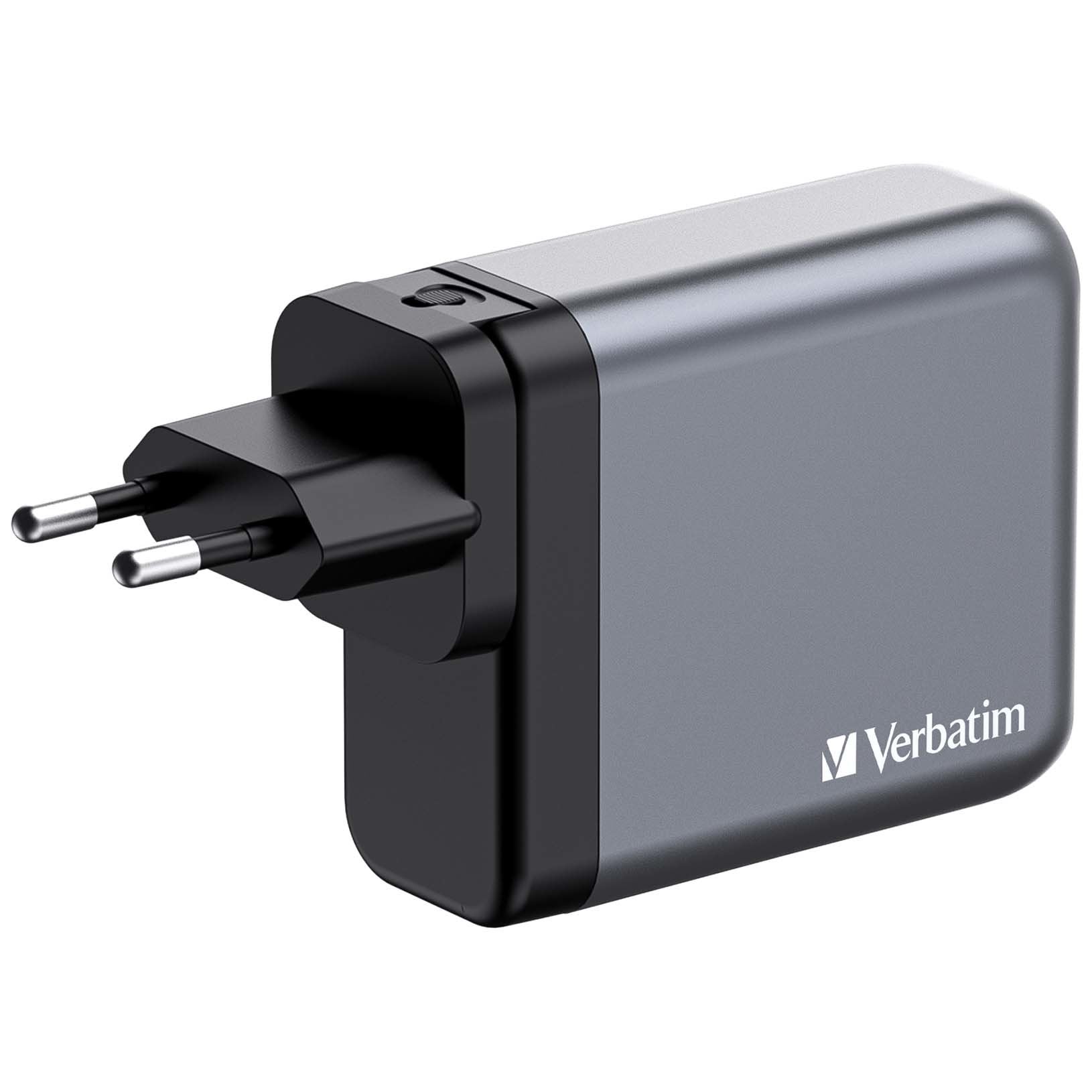 Cargador Verbatim Gan 140w, 1x Usb-A, 3x Usb-C Gris, Pd 3.1, Pd 3.0, Qc 3.0 32203