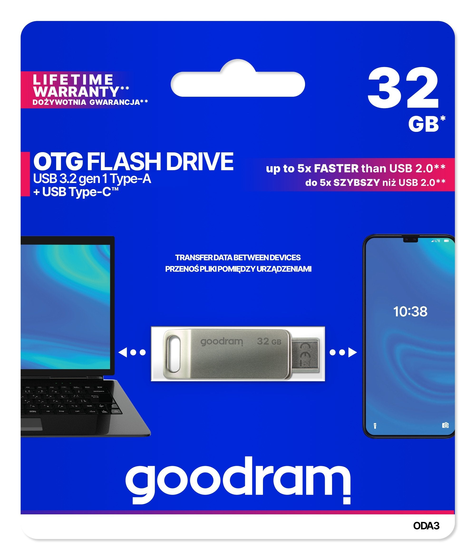 EAN 5908267960257 - Goodram ODA3 unidad flash USB 32 GB USB Type-A / USB Type-C 3.2 Gen 1 (3.1 Gen 1) Plata imagen 6
