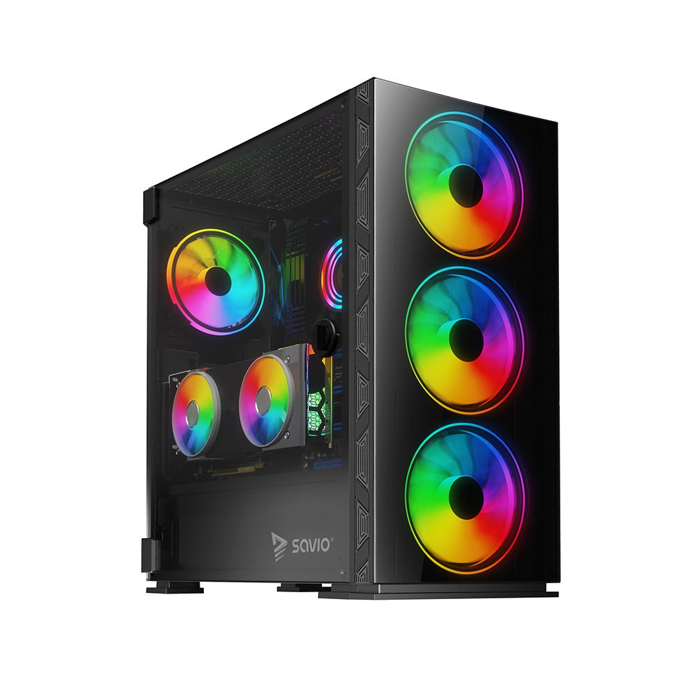 EAN 5901986046318 - Savio PC Case Prime X1 ARGB Glass Black Midi Tower Negro imagen 1