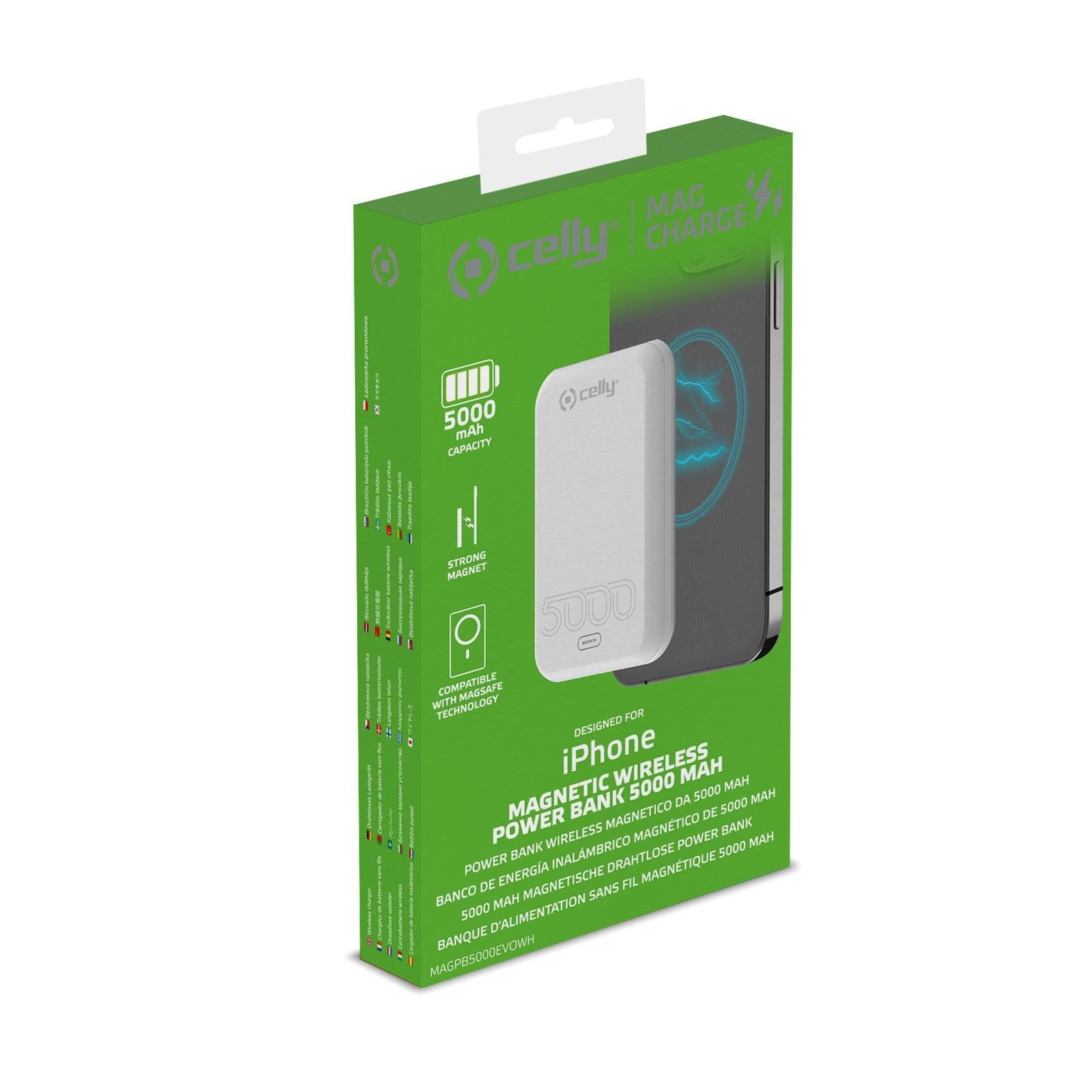 Power Bank Celly Magpb5000evowh Batería Externa 5000 Mah Cargador Inalámbrico Blanco