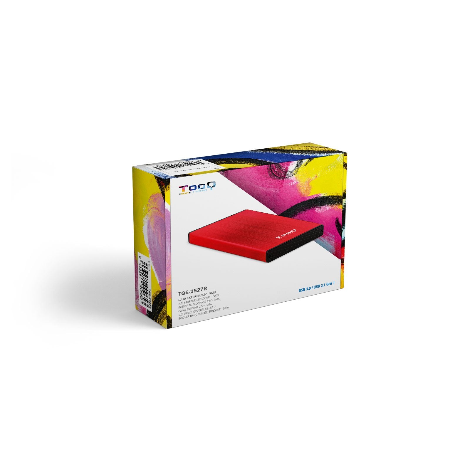 EAN 8433281009653 - TooQ TQE-2527R caja para disco duro externo Caja de disco duro (HDD) Negro, Rojo 2.5" imagen 7