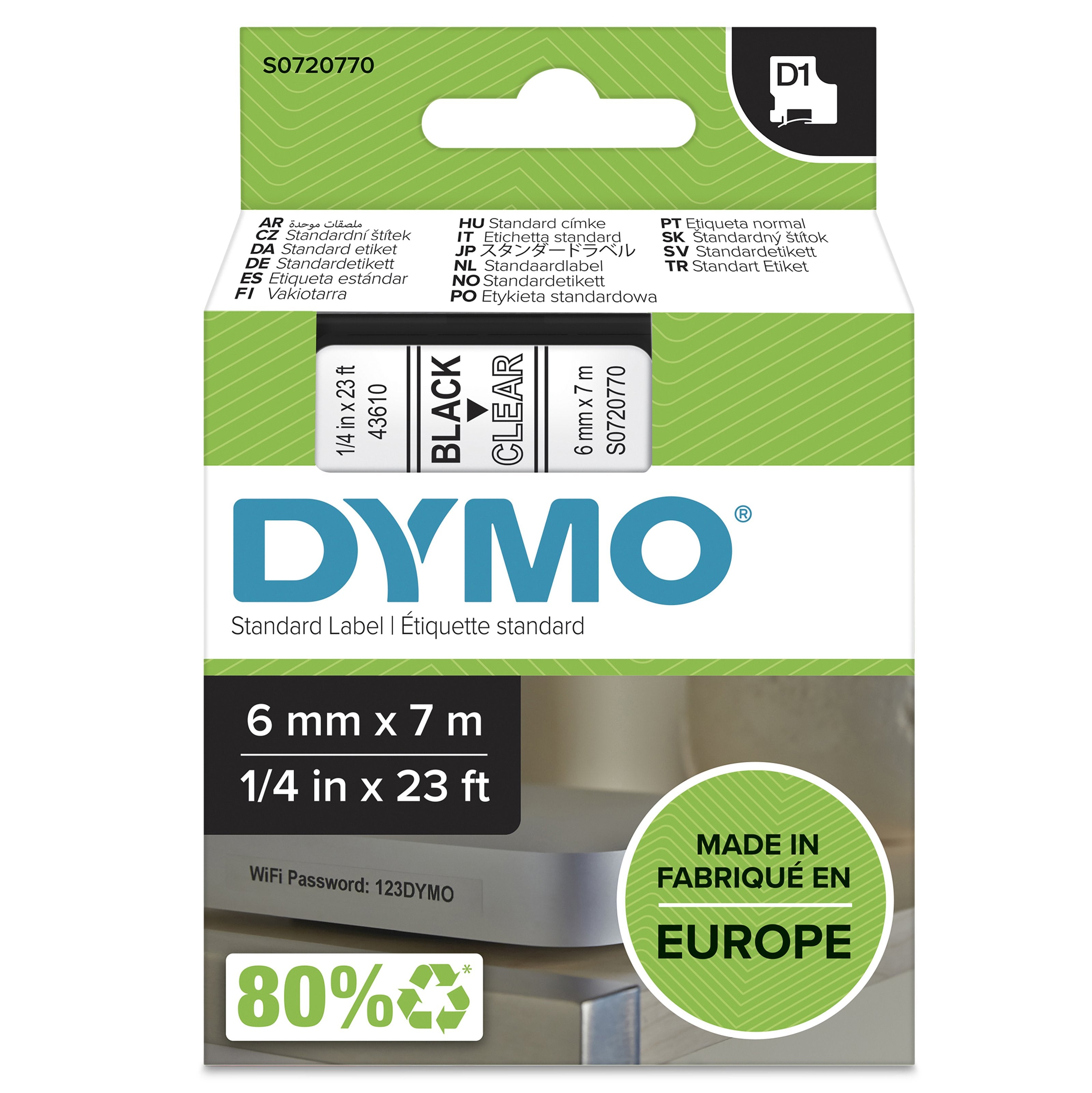 EAN 5411313436106 - DYMO D1 Standard - Black on Transparent - 6mm cinta para impresora de etiquetas Negro sobre transparente imagen 2