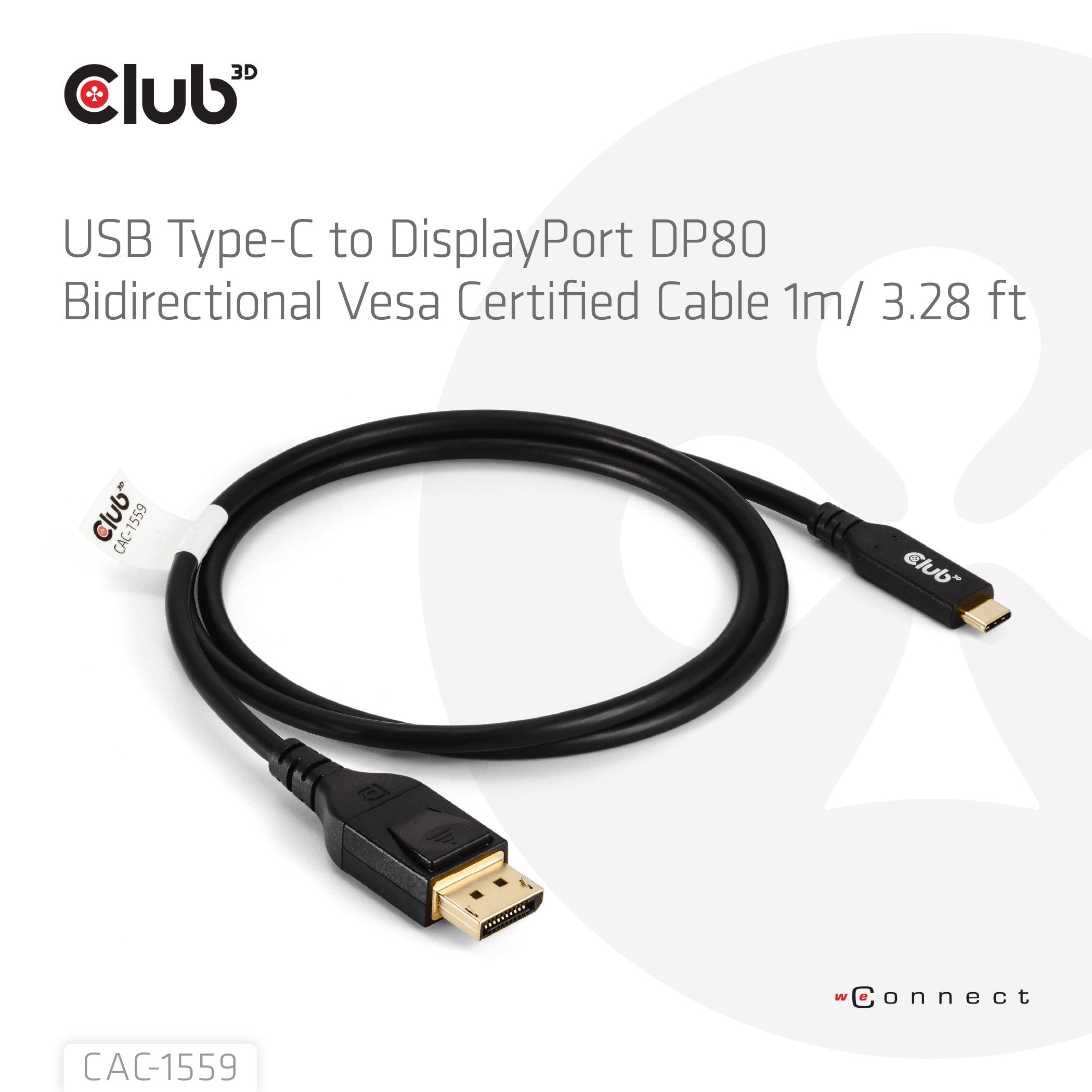 EAN 8719214473099 - CLUB3D CAC-1559 adaptador de cable de vídeo 1 m USB Tipo C DisplayPort Negro imagen 3