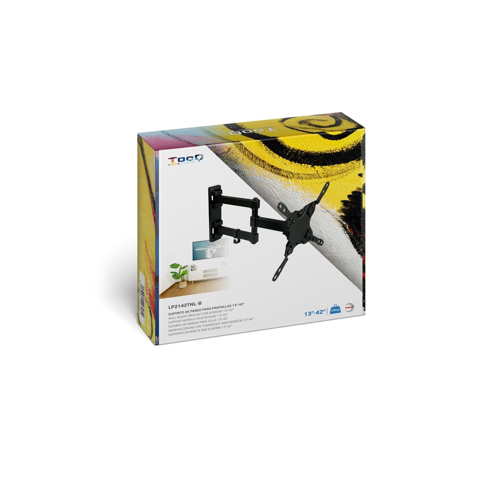 Tooq Soporte De Pared Con Brazo Articulado Para Tv De 13"-42" - Giratorio E Inclinable - Gestion De Cables - Peso Max