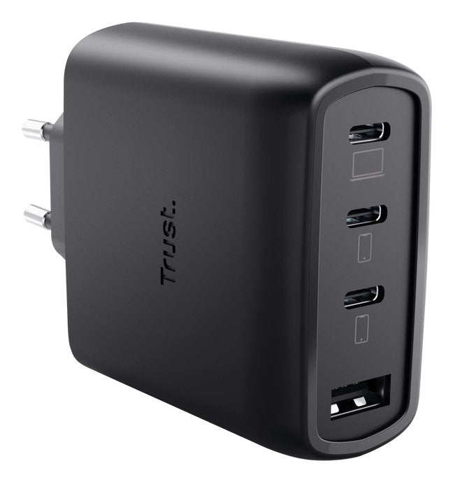 Cargador De Pared Gan Trust Maxo 65w 26067 3xusb Tipo-C 1xusb Incluye Cable Usb Tipo-C 65w