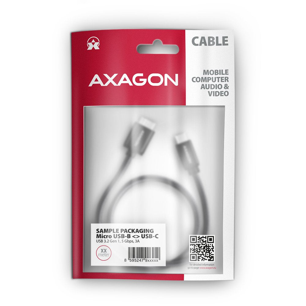 Axagon Hmm3-Cm10ab Cable Micro-B Usb Auf Usb-C 3.2 Gen 1, Negro - 1m