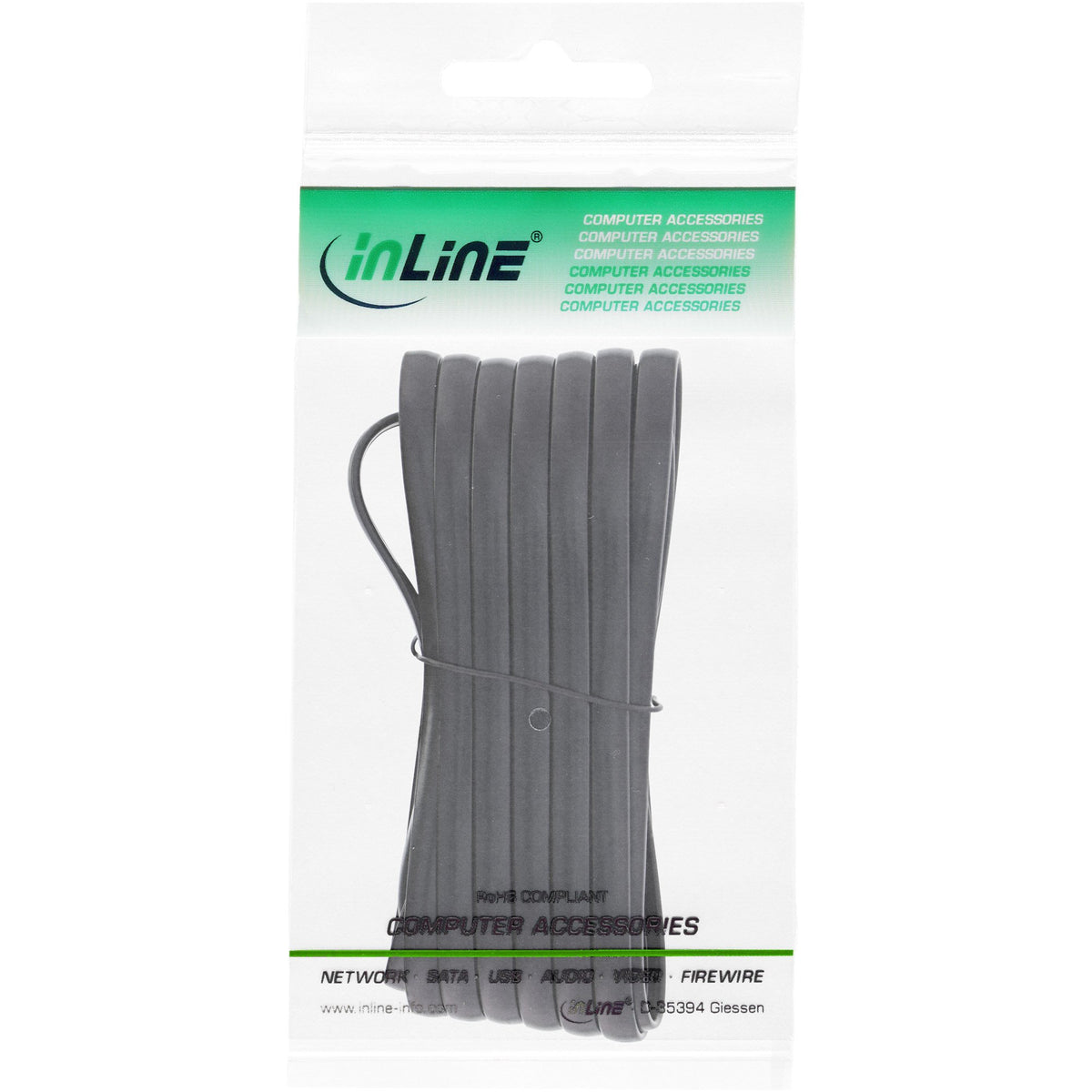 EAN 4043718013180 - InLine 18837 cable telefónico 10 m Negro imagen 2
