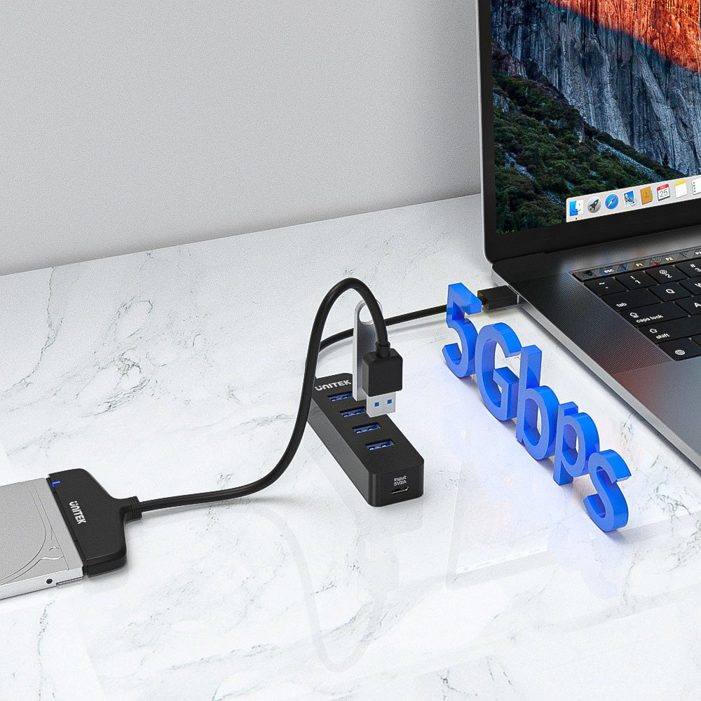 EAN 4894160047656 - UNITEK uHUB Q4 USB 3.2 Gen 1 (3.1 Gen 1) Type-A 5000 Mbit/s Negro imagen 4