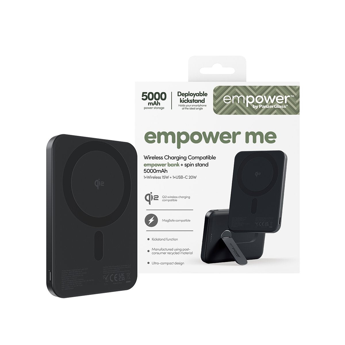 Panzerglass Empower By ® Empower Bank W. Spin Stand 5000mah Space Black Negro