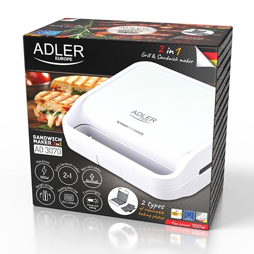EAN 5905575902559 - Adler AD 3070w sandwichera 1100 W Blanco imagen 14
