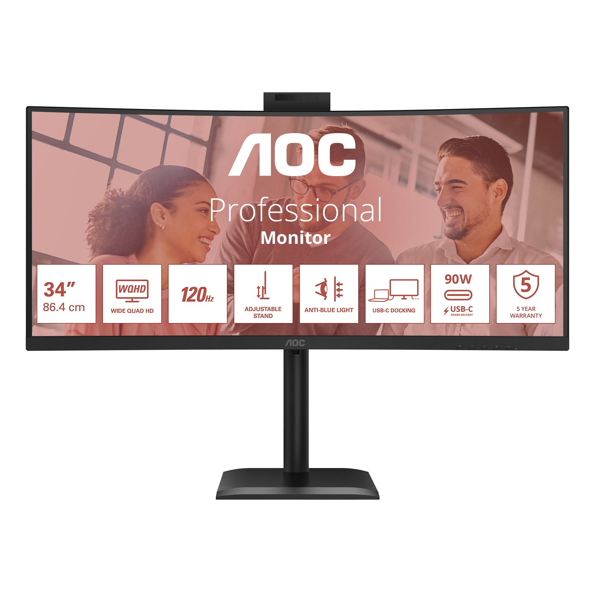 EAN 4038986112963 - AOC E4 CU34E4CW pantalla para PC 86,4 cm (34") 3440 x 1440 Pixeles UltraWide Quad HD LED Negro imagen 1