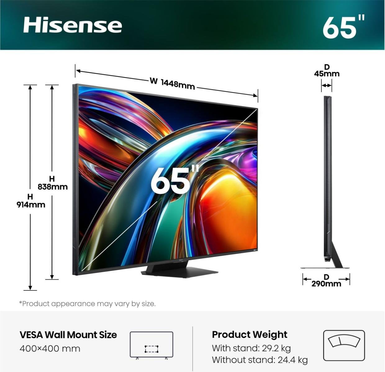 EAN 6942351436241 - Hisense 65UR9S 165,1 cm (65") 4K Ultra HD Smart TV Wifi Gris 3500 cd / m² imagen 3