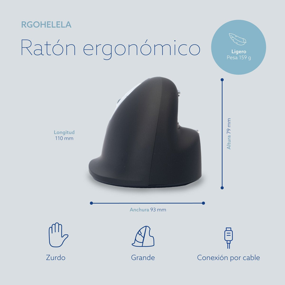 EAN 8719274491347 - R-Go Tools RGOHELELA ratón Oficina Izquierda USB tipo A Óptico 2400 DPI imagen 12