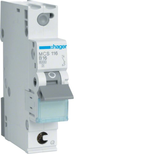 Hager Leitungsschutzschalter Mcs116 1polig 6ka C-16a Quick Connect 1m