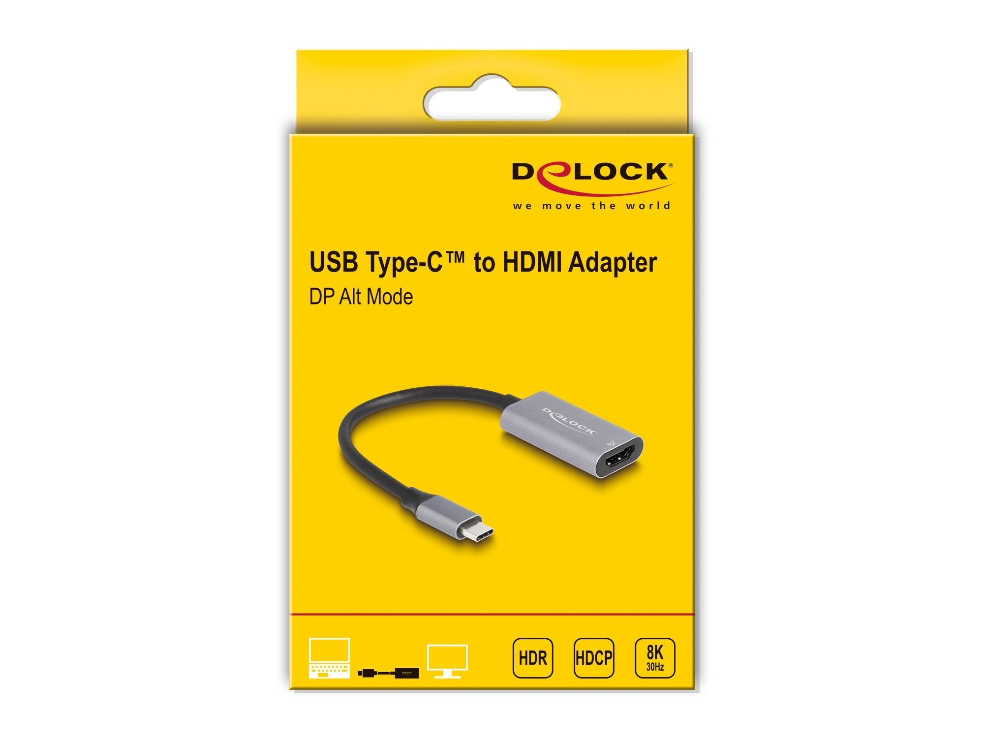 Adaptador Usb Delock, Conector Usb-C> Hdmi Socket 8k 30hz Gray/Negro, 15 Cm, Hdr Y Hdcp 60021
