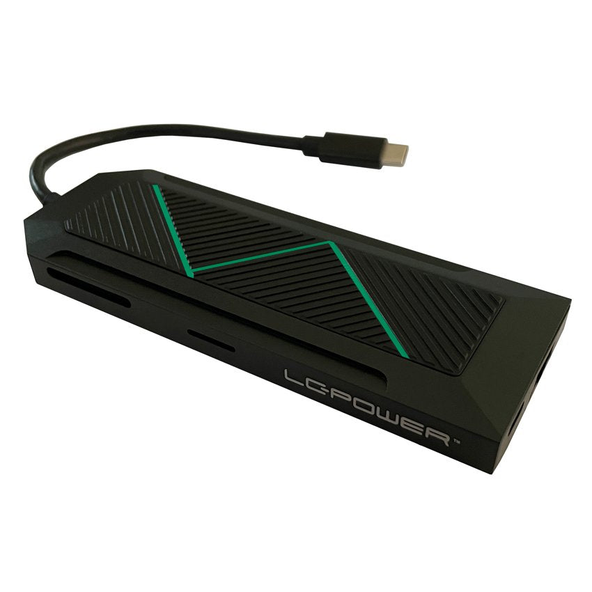 EAN 4260070129100 - LC-Power LC-HUB-C-MULTI-6-RGB hub de interfaz USB 3.2 Gen 2 (3.1 Gen 2) Type-C 5000 Mbit/s Negro imagen 3