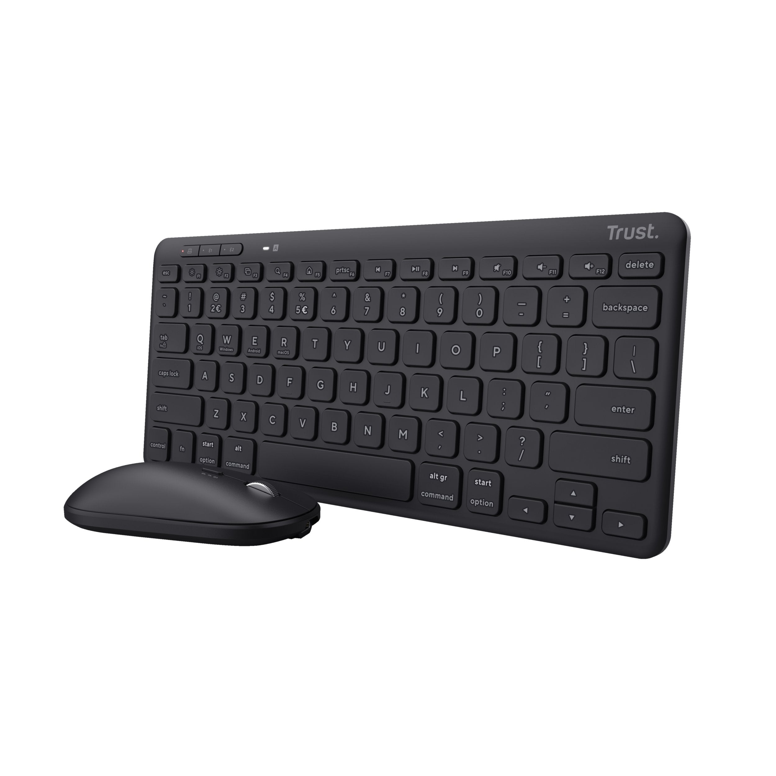 Teclado Inglés + Ratón Trust Lyra Rf Wireless + Bluetooth Qwerty Negro