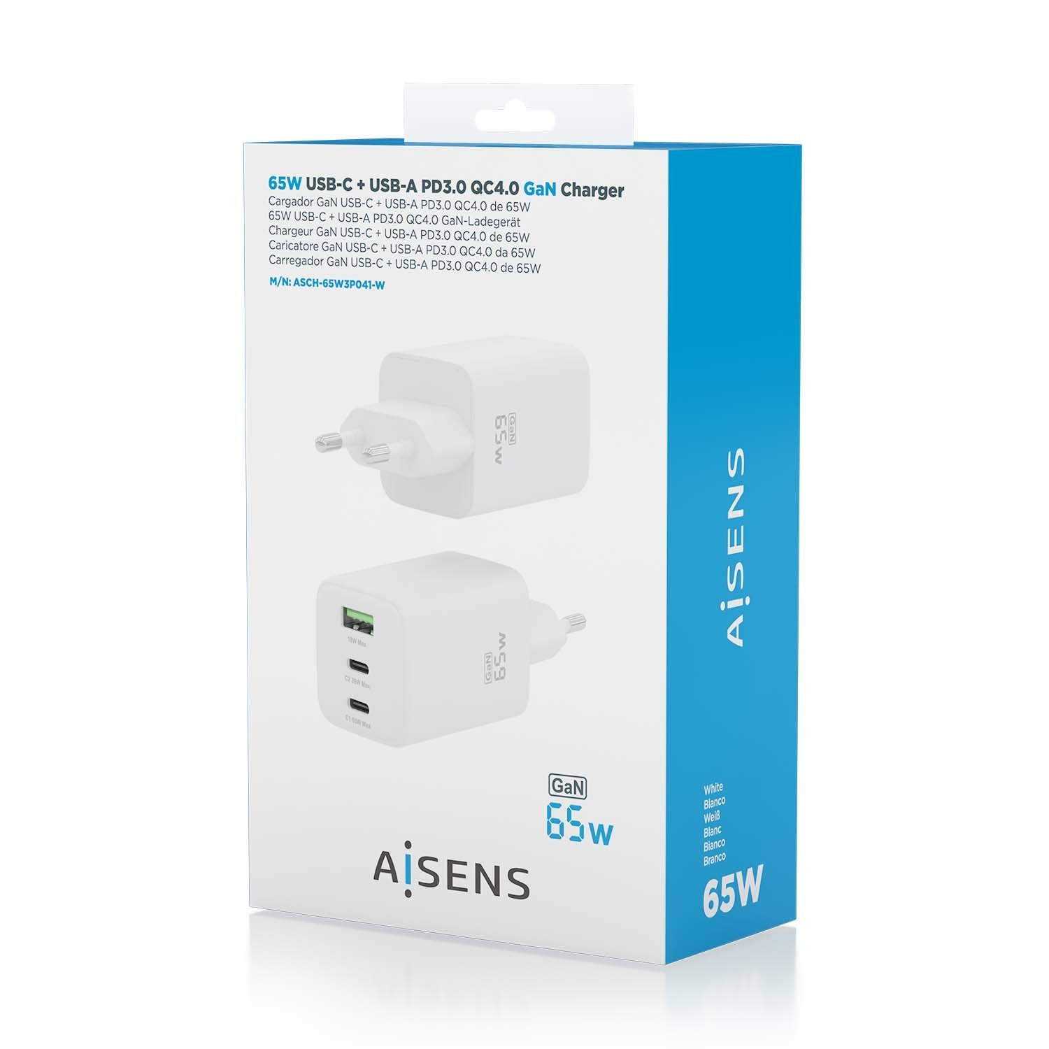 EAN 8435739901311 - AISENS ASCH-65W3P041-W cargador de dispositivo móvil Universal Corriente alterna Carga rápida Interior imagen 6