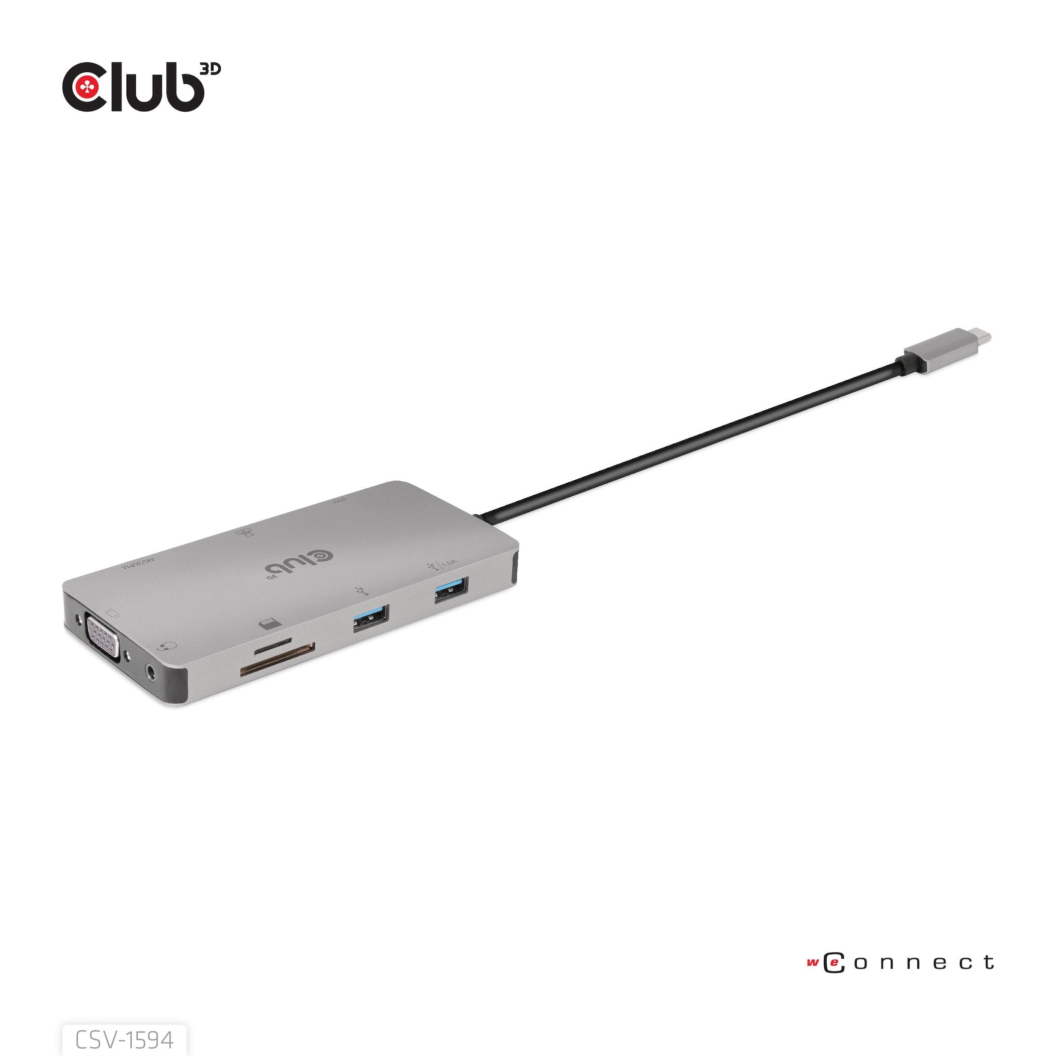 Club3d Usb-9-In1-Hub Usb-C > Hdmi/Vga/2xusb/Usb-C/Rj45/Sd Retail