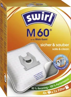 Bolsas Para Aspiradora Melitta M 60 Ecopor (4 Bolsas + 1 Filtro, Miele Guard)