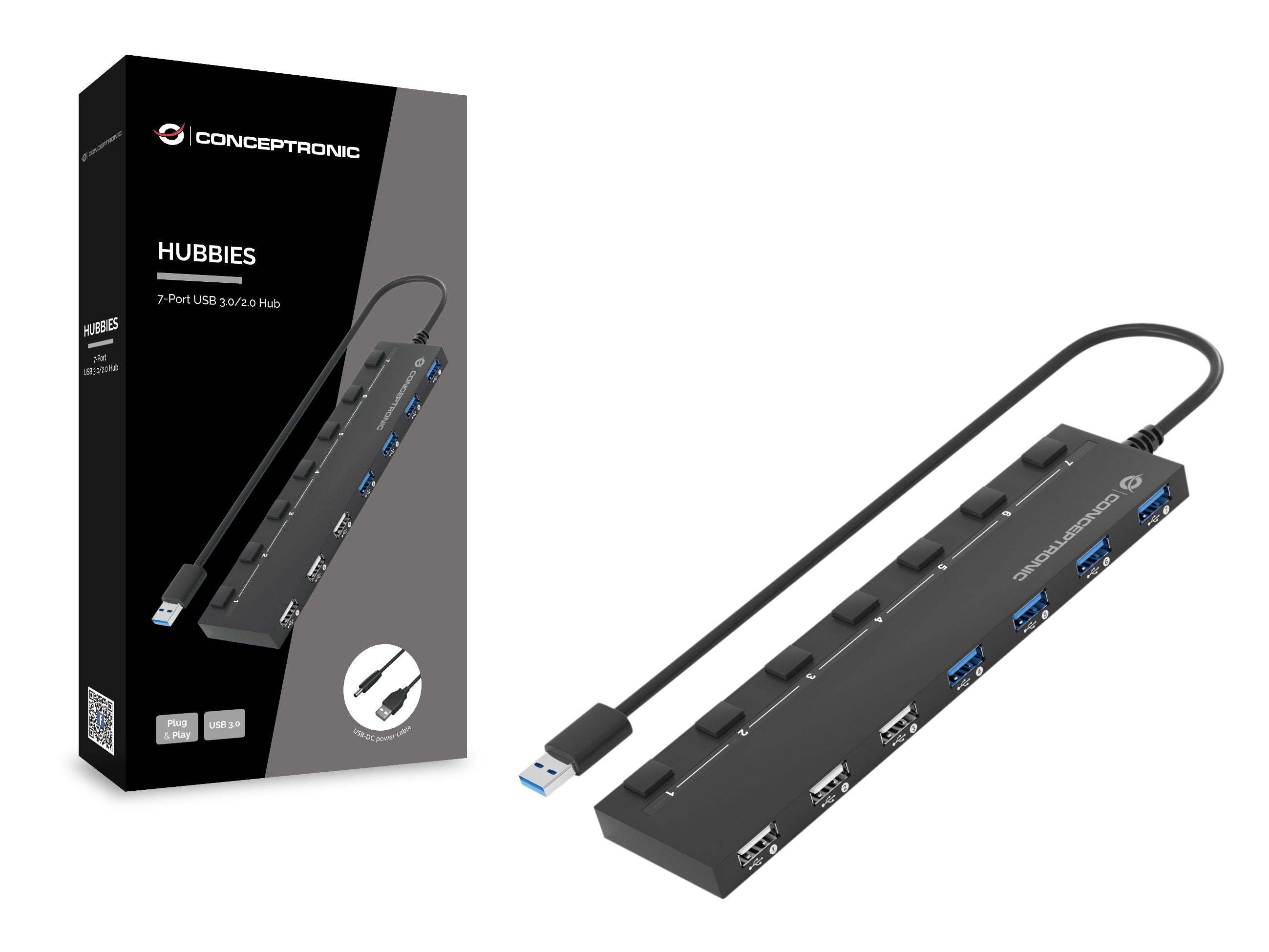 EAN 4015867226124 - Conceptronic HUBBIES09B hub de interfaz USB tipo A 5000 Mbit/s Negro imagen 2
