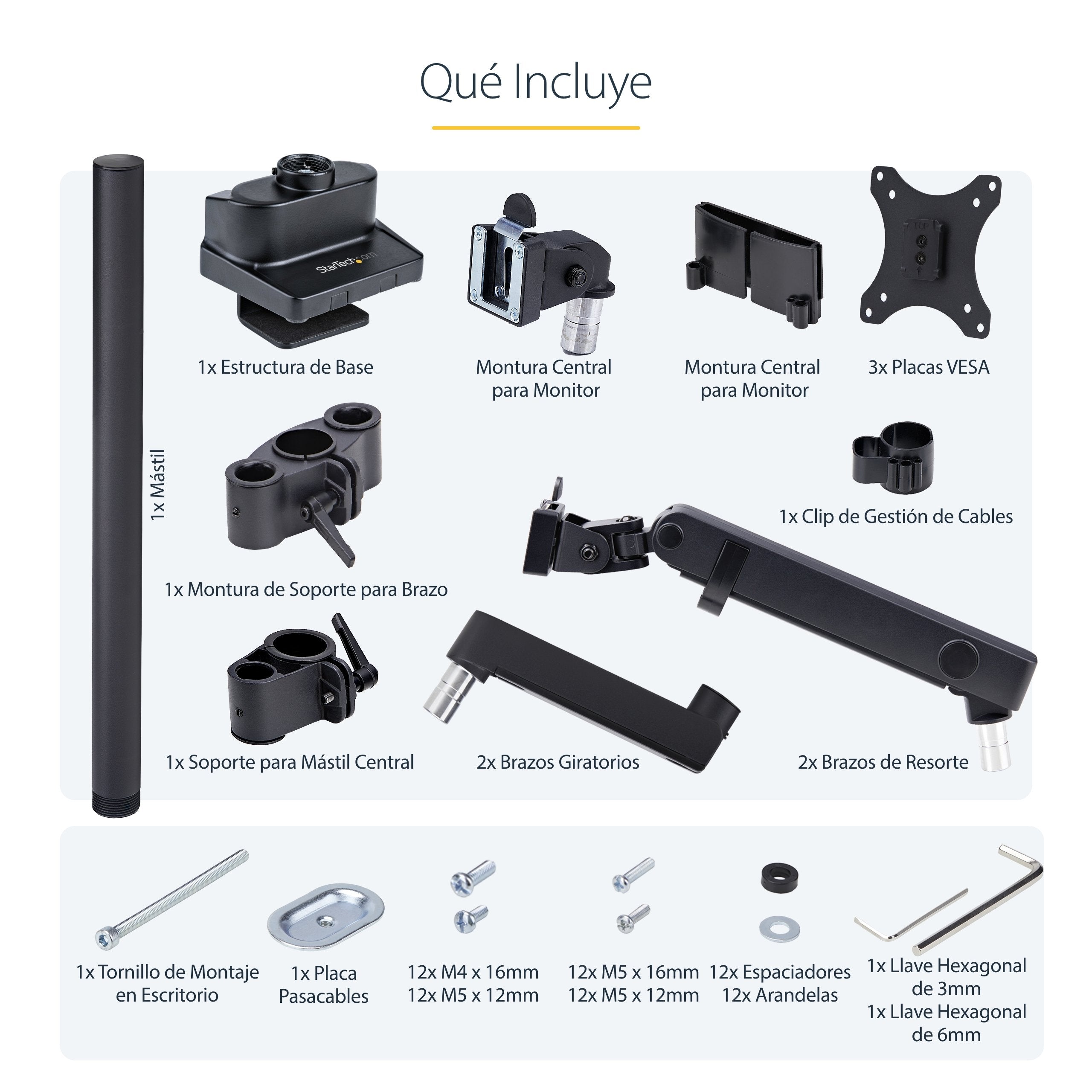 Startech.Com Triple Monitor Desk Mount For Up To Three 27in Screens, Vesa 75x75/100x100, Tool-Less Arm Adjustments, C-Cl