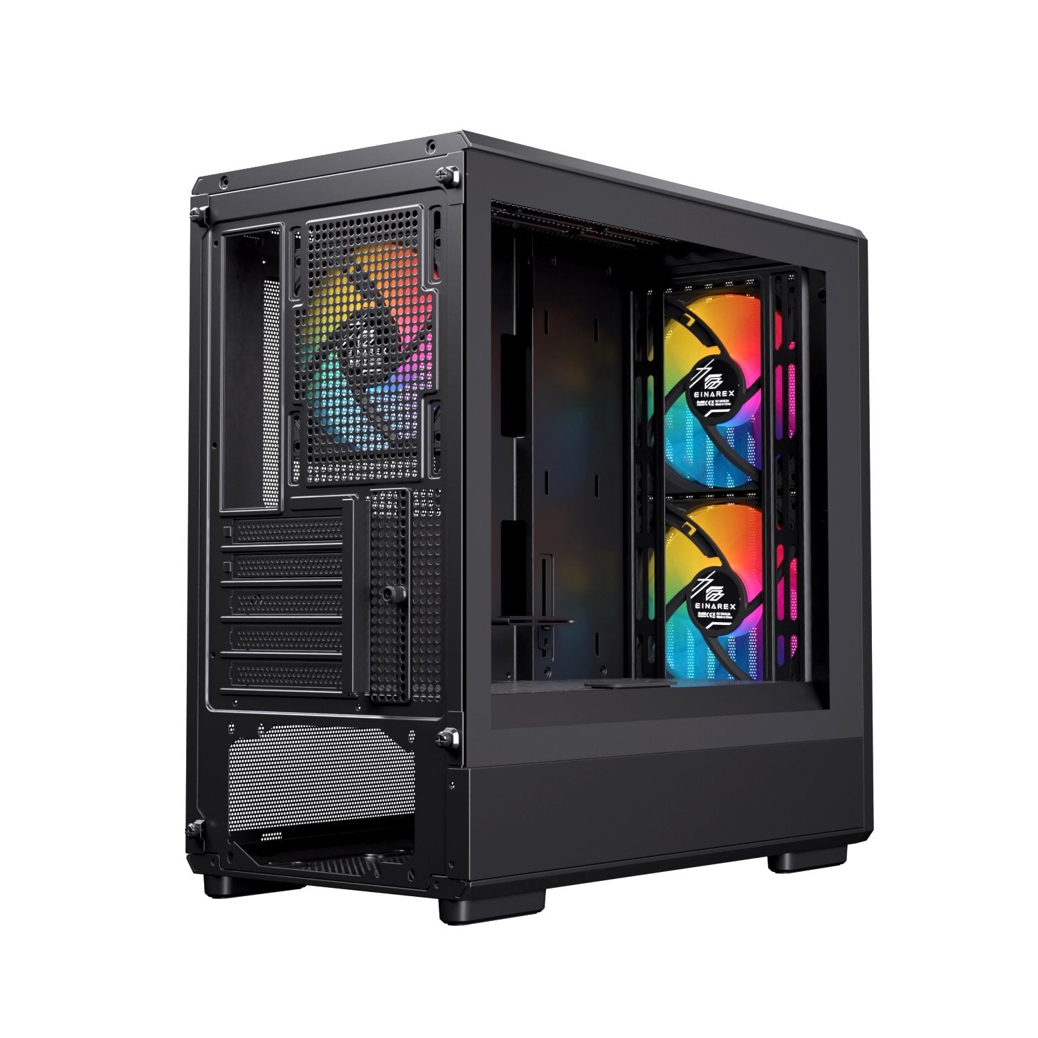 Caja Micro-Atx Semitorre Einarex Pm400 Rgb 3 Fans Negra Excs-Pm-400r-B