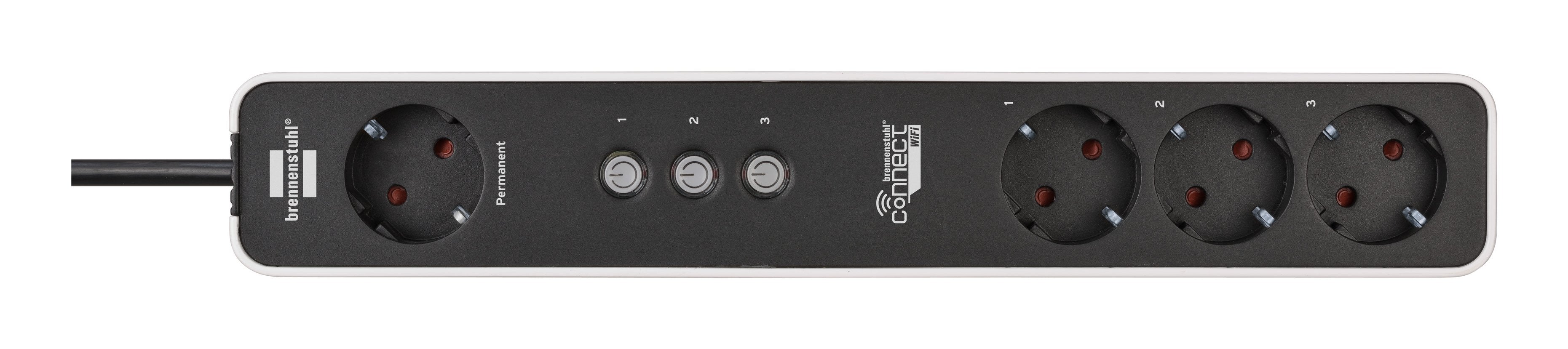 Brennensilla Connect Ecolor Wlan Steckdosenleiste 4-Fach (Blanco/Negro, 1,5 M Cable, Sprachsteuerung, Timer, App) 1153240627