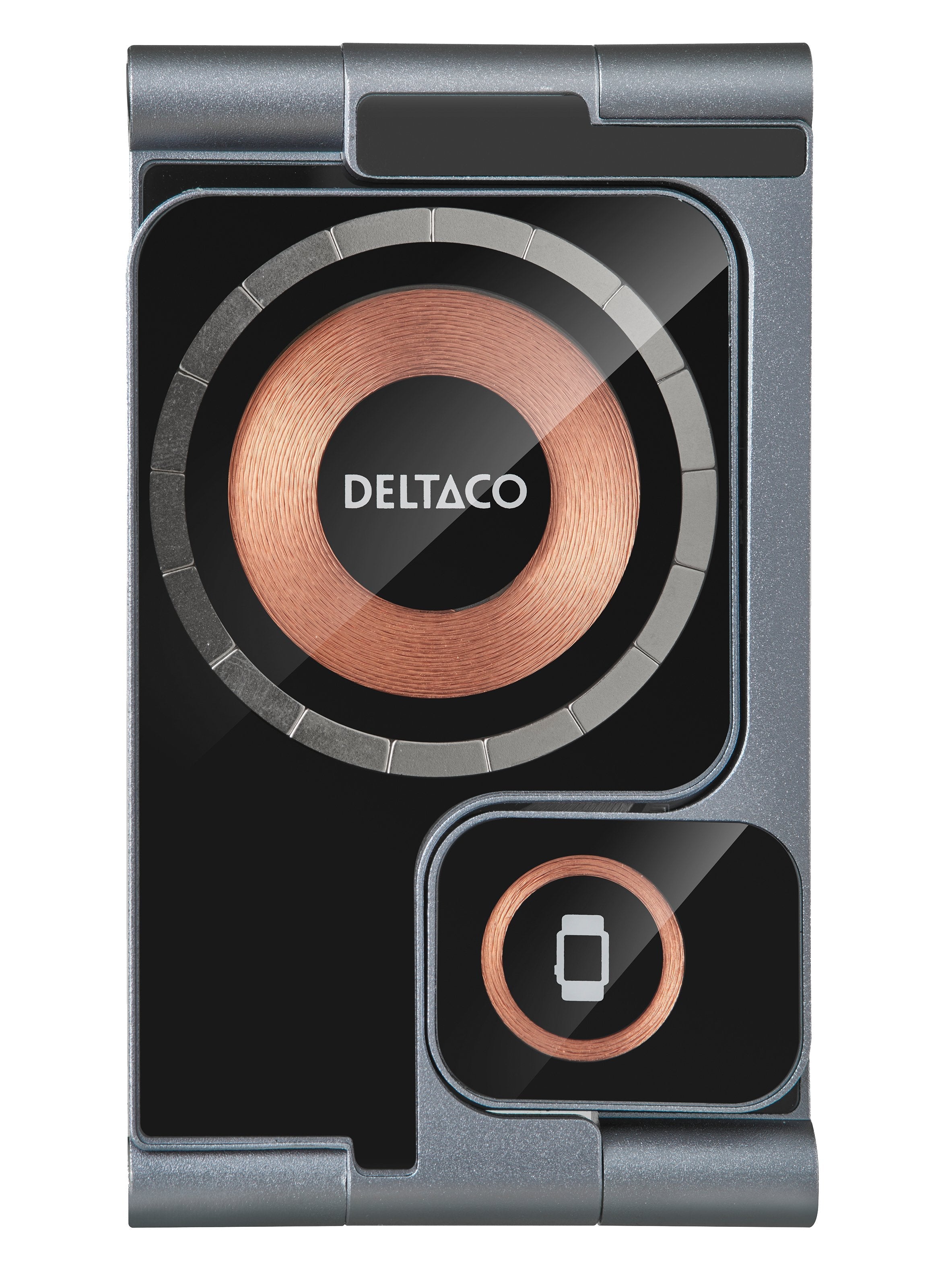 EAN 7333048065032 - Deltaco QI-1047 cargador de dispositivo móvil Auriculares, Smartphone, Reloj inteligente Negro, Gris USB imagen 2