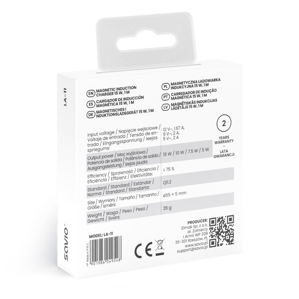 EAN 5901986049548 - Savio LA-11 cargador de dispositivo móvil Teléfono móvil, Universal Blanco CC Cargador inalámbrico Interi imagen 5