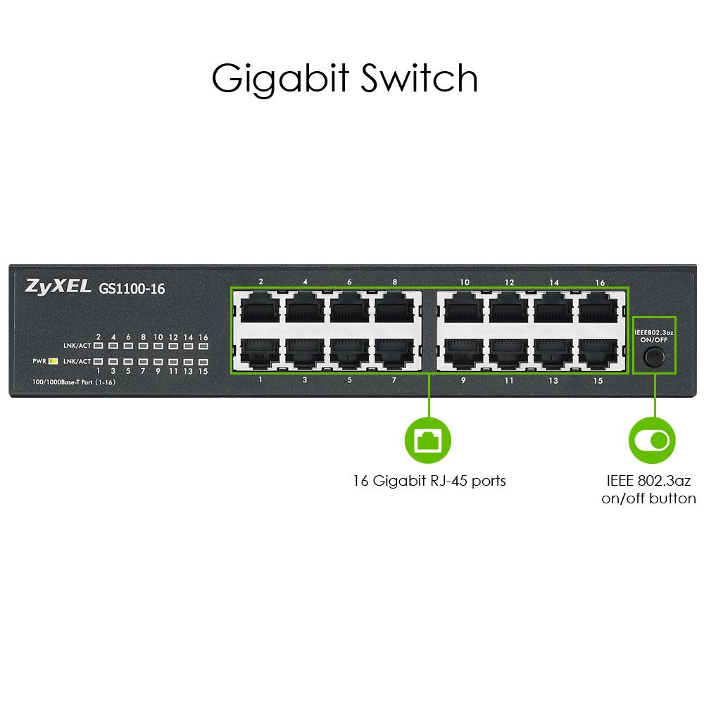 Switch Zyxel Gs1100-16 V3 16-Port Gigabit No Gestionado