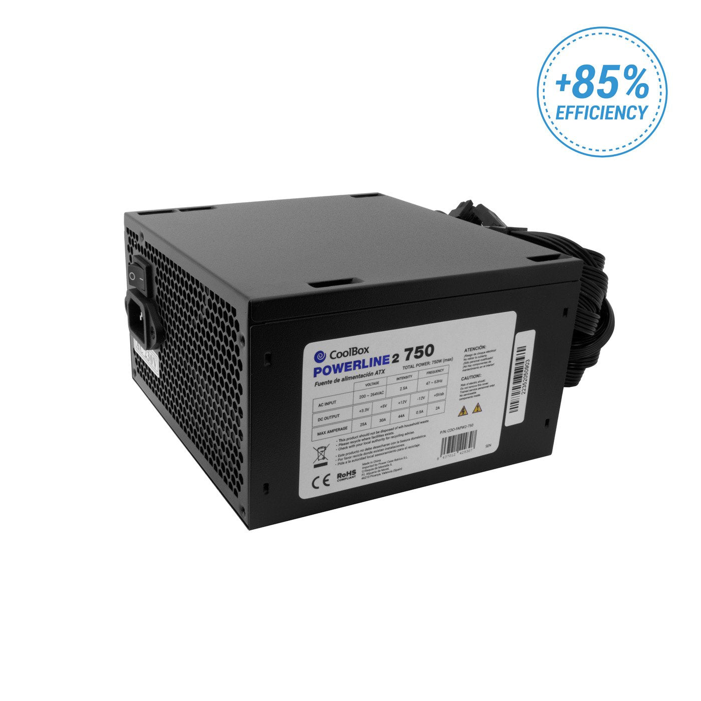 EAN 8437012429307 - CoolBox COO-FAPW2-750 unidad de fuente de alimentación 20+4 pin ATX Negro imagen 2