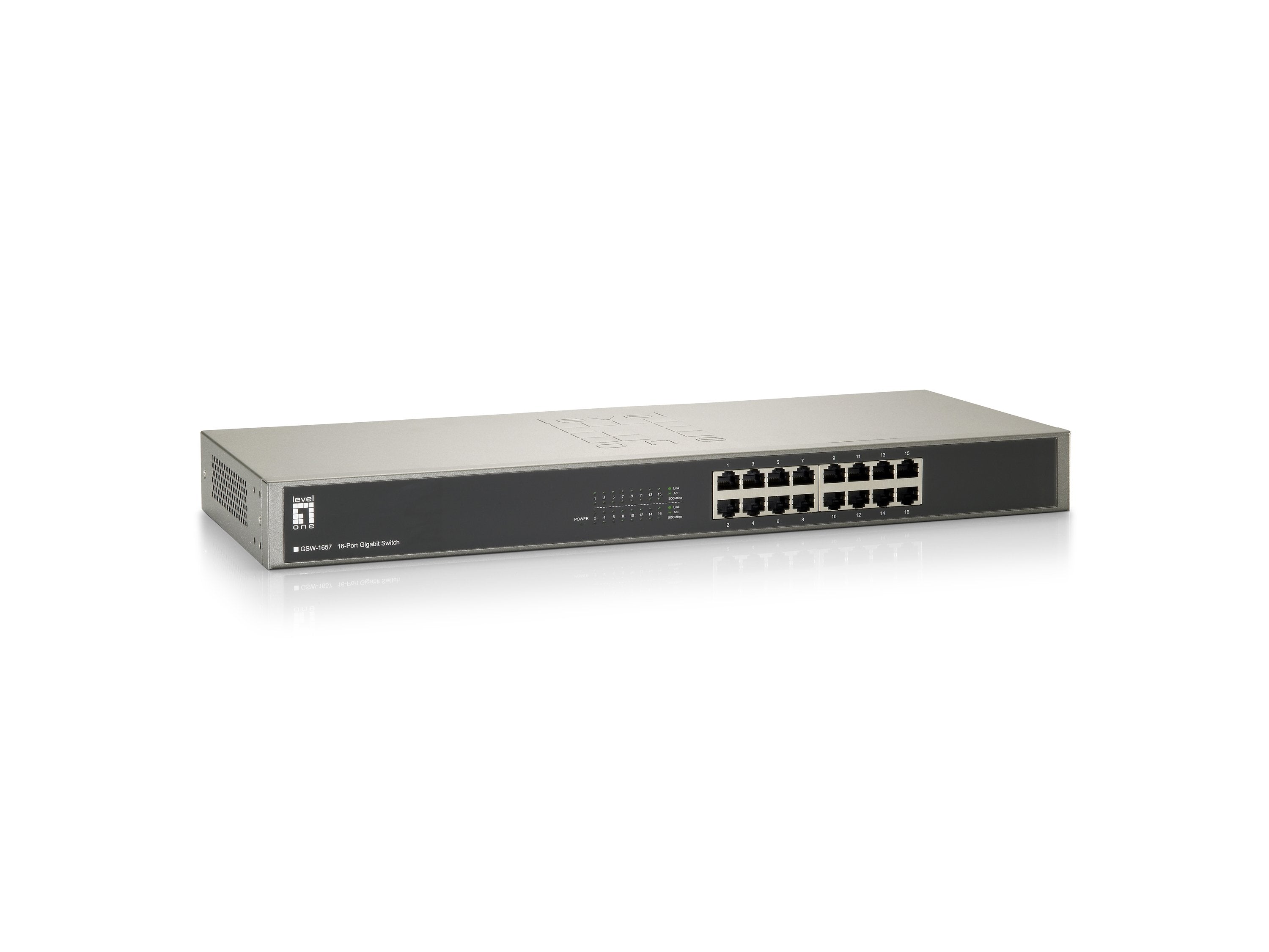 Level One Switch Gsw-1657 16 Puertos Gigabit 10/100/1000 Mbps Mdi/Mdix Automatico Version 3