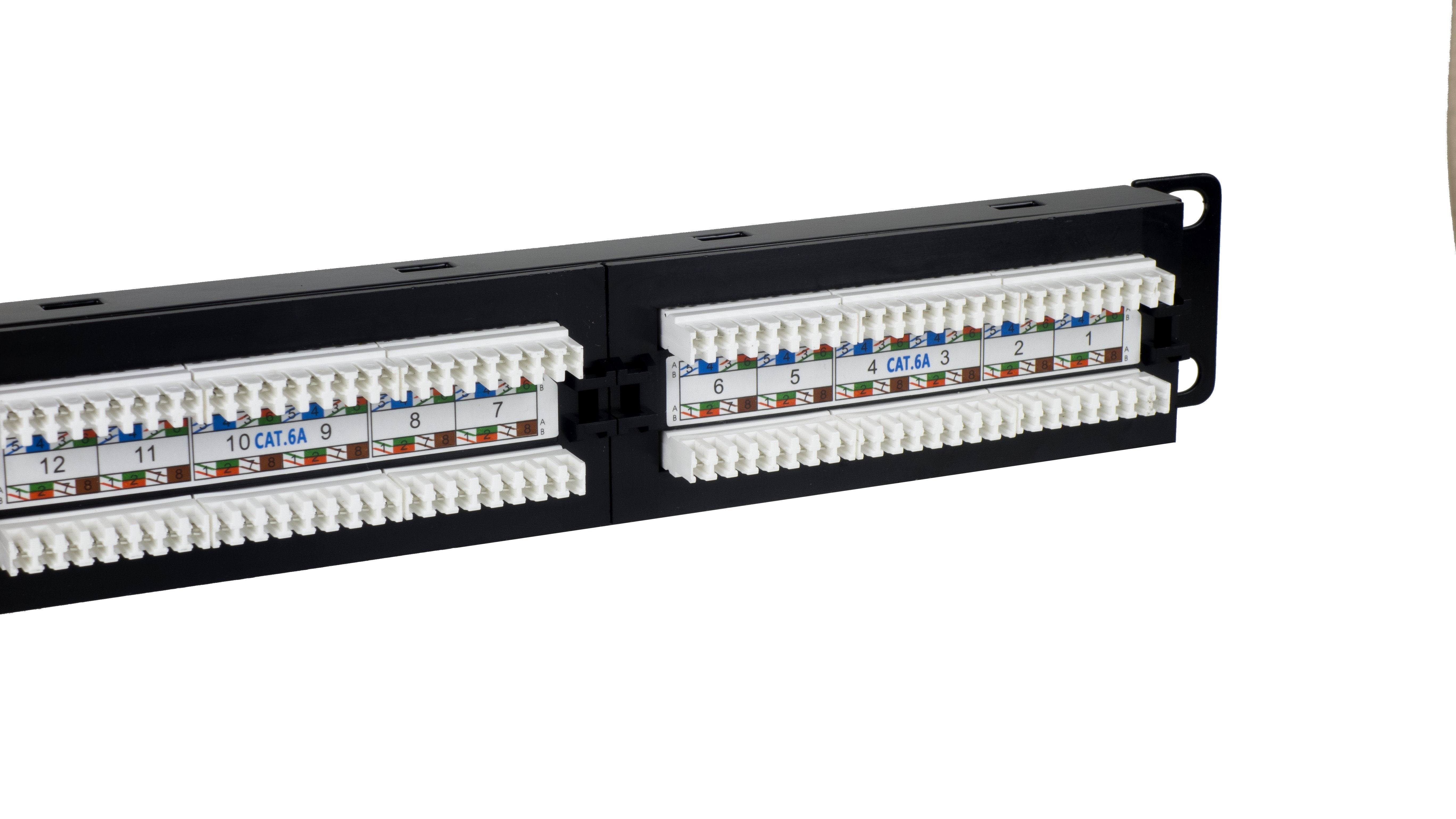 Phasak Panel De Transferencia Utp 19" Cat. 6a Dual 24 Puertos 1u Negro