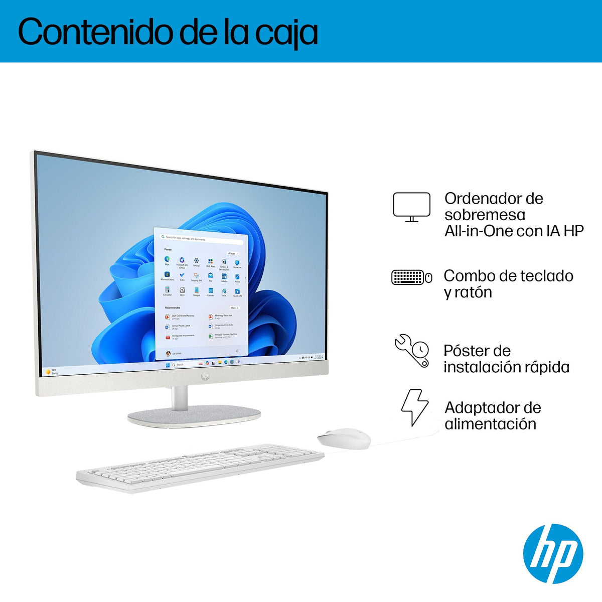 All In One Hp Desktop Ai 27 Cr2000ns 27" Full Hd Intel Core Ultra 5 225u 16 Gb Ram 512 Gb Ssd Uhd Graphics Windows 11 Home Shell White