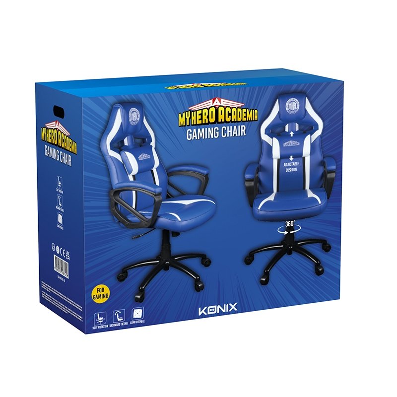 Silla Gamer Konix Mha Gran Comodidad Y Ergonomia Inclinacion Hasta 15º Color Azul Y Blanco Kon Chair Mha