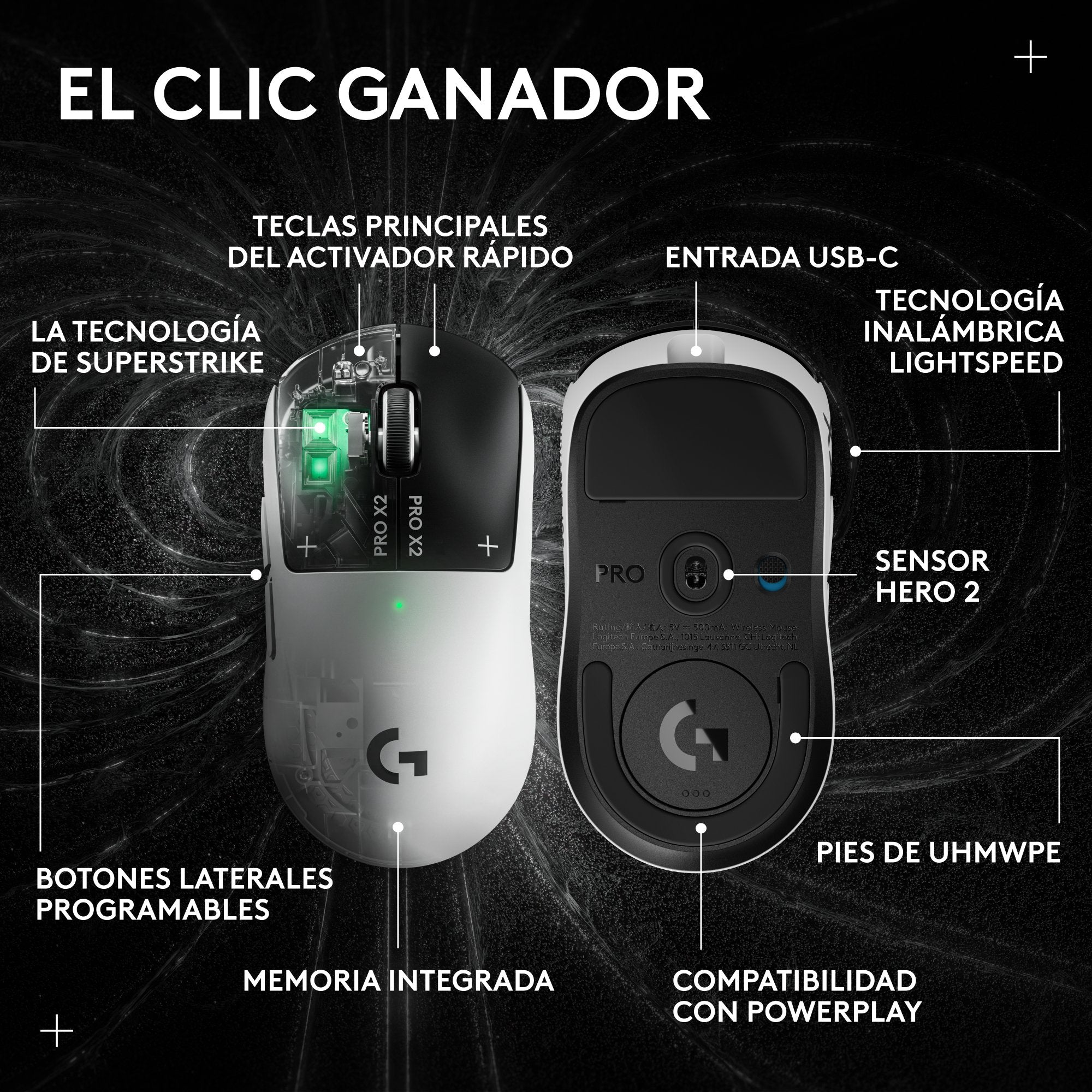 Logitech G Pro X2 Superstrike Ratón Óptico Inalámbrico 2.4 Ghz Receptor Usb De Logitech Lightspeed