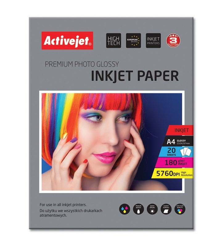 EAN 5901452122539 - Activejet AP4-180G20 papel fotográfico Blanco Brillo imagen 1