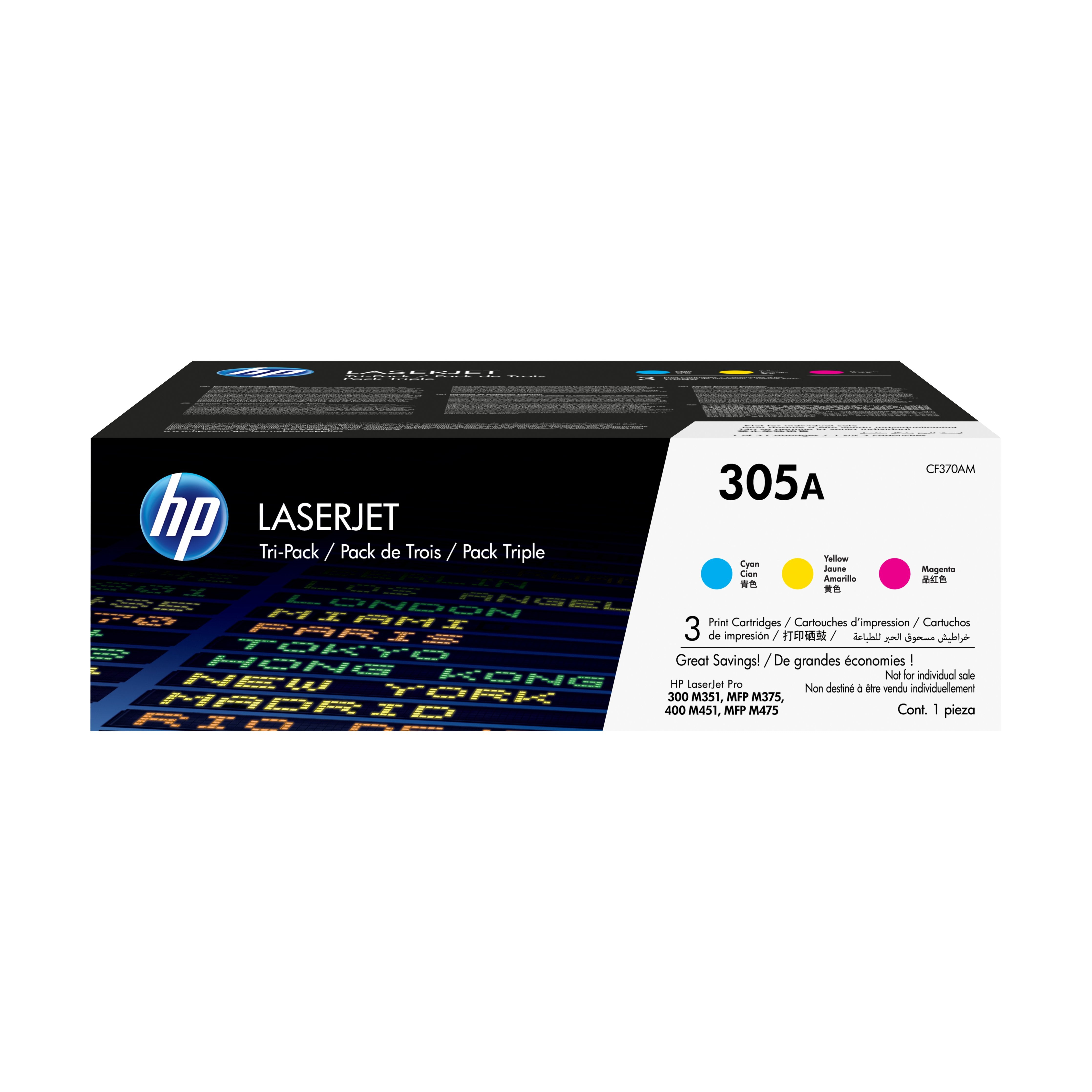 EAN 0887111403049 - HP 305A 3-pack Cyan/Magenta/Yellow Original LaserJet Toner Cartridges cartucho de tóner 3 pieza(s) Cian, imagen 1