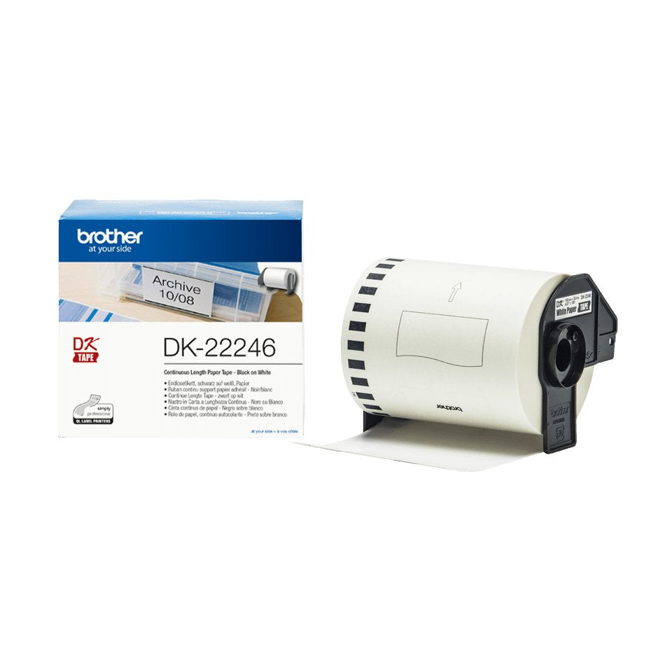 Cinta Continua Adhesiva De Papel Térmico Brother Dk22246 Blanca 103mm Ancho 30.40m Longitud