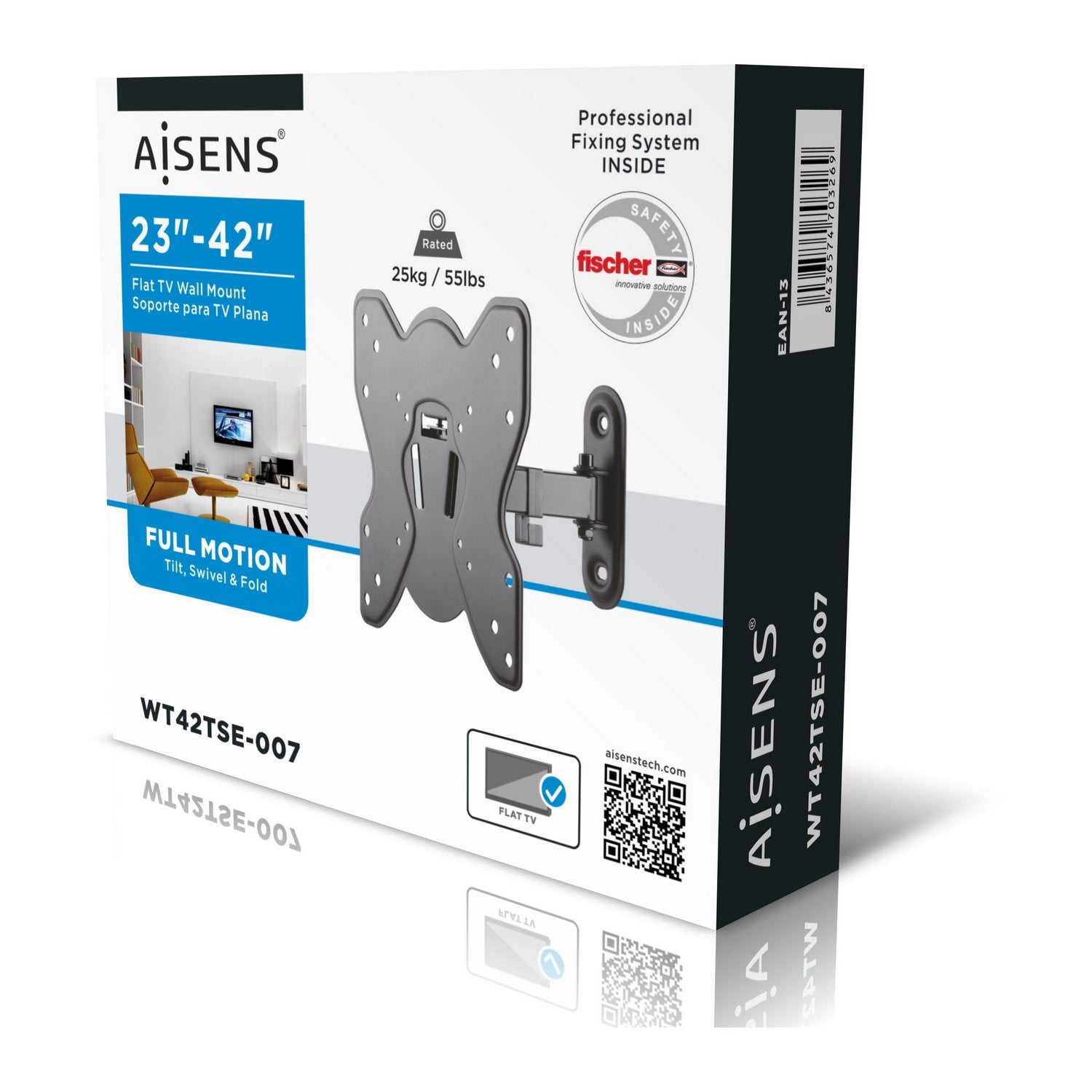 Aisens Soporte De Pared Para Pantallas 23-42'/58-106cm Hasta 25kg (2 Pivotes) Extensible / Giratorio / Inclinable Vesa Max. 200*200