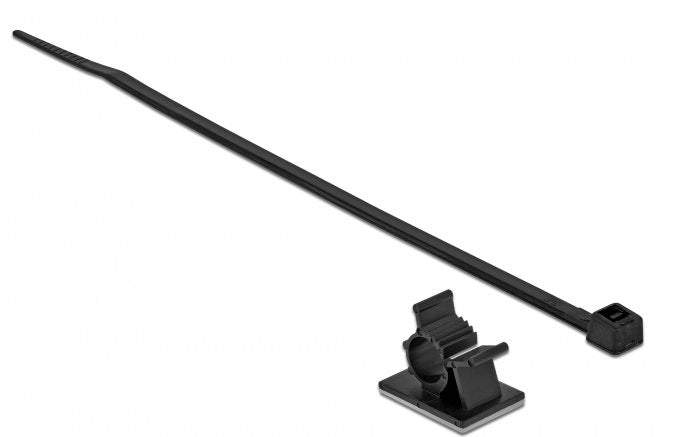 Delock Cableklemme 25 X 18 Mm Mit Cablebinder L 200 X B 3,6 Mm Schwarz