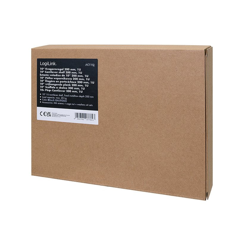 10" Cantilever Shelf 200 Mm, 1u, Negro