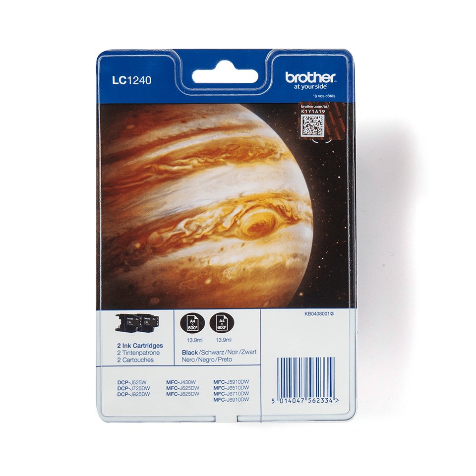 EAN 5014047562334 - Brother LC-1240BKBP2 cartucho de tinta Original Rendimiento estándar Negro imagen 1