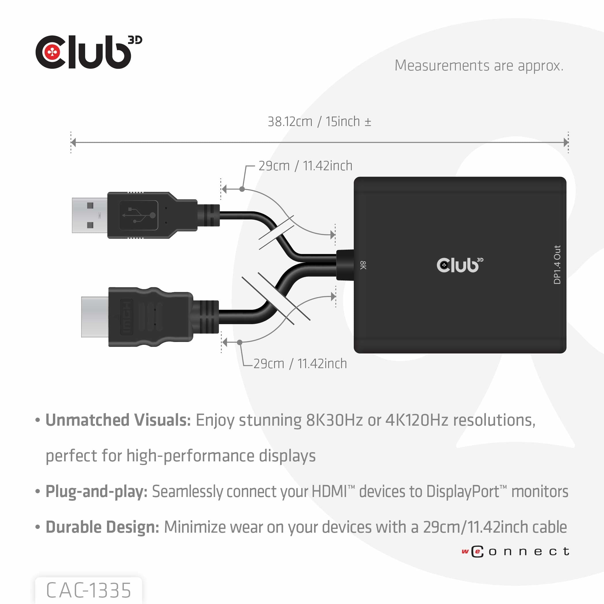 EAN 8719214472498 - CLUB3D CAC-1335 adaptador de cable de vídeo 1 m HDMI + USB DisplayPort imagen 22