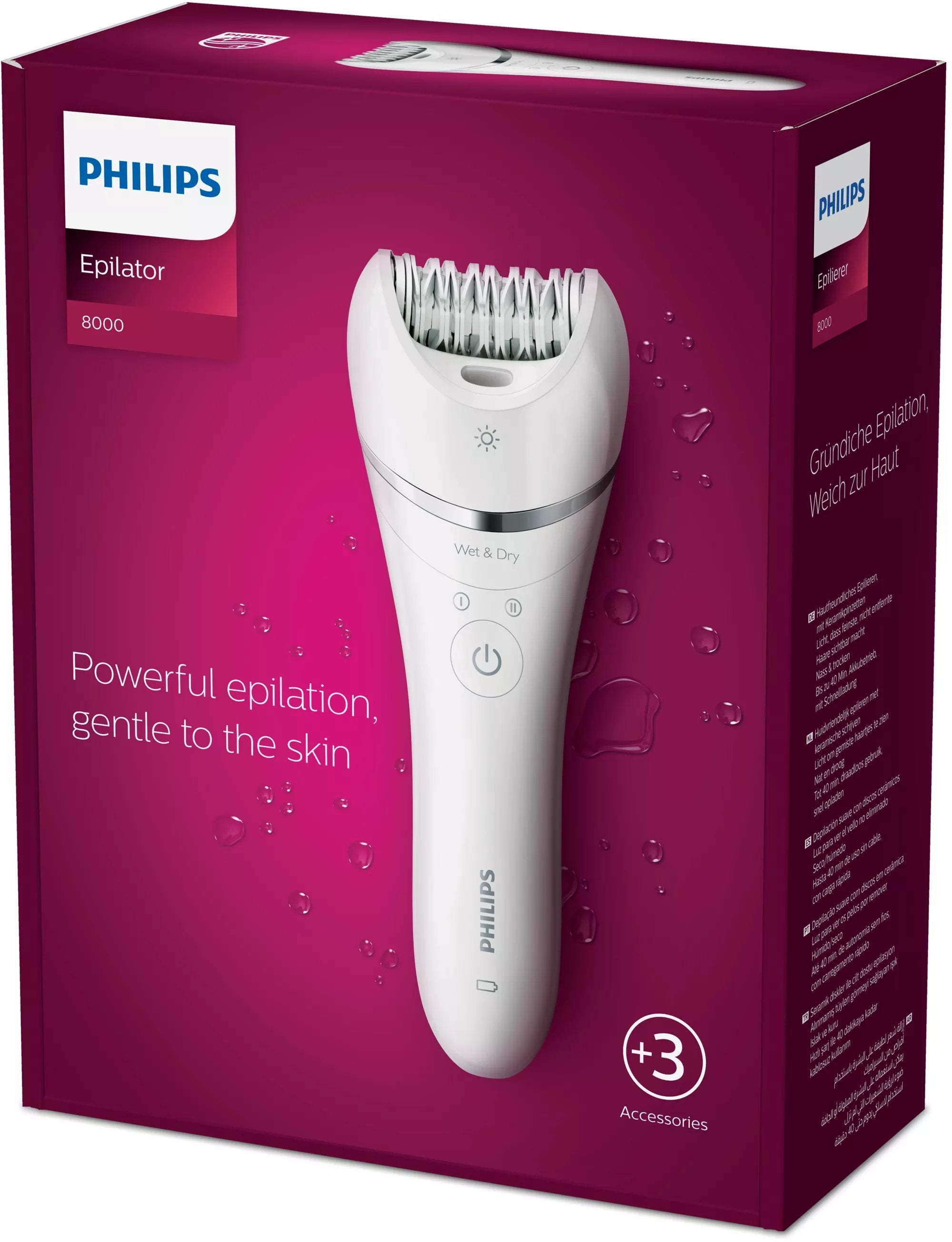 EAN 8710103935476 - Philips 8000 series BRE700/00 depiladora 32 pinzas Plata, Blanco imagen 2