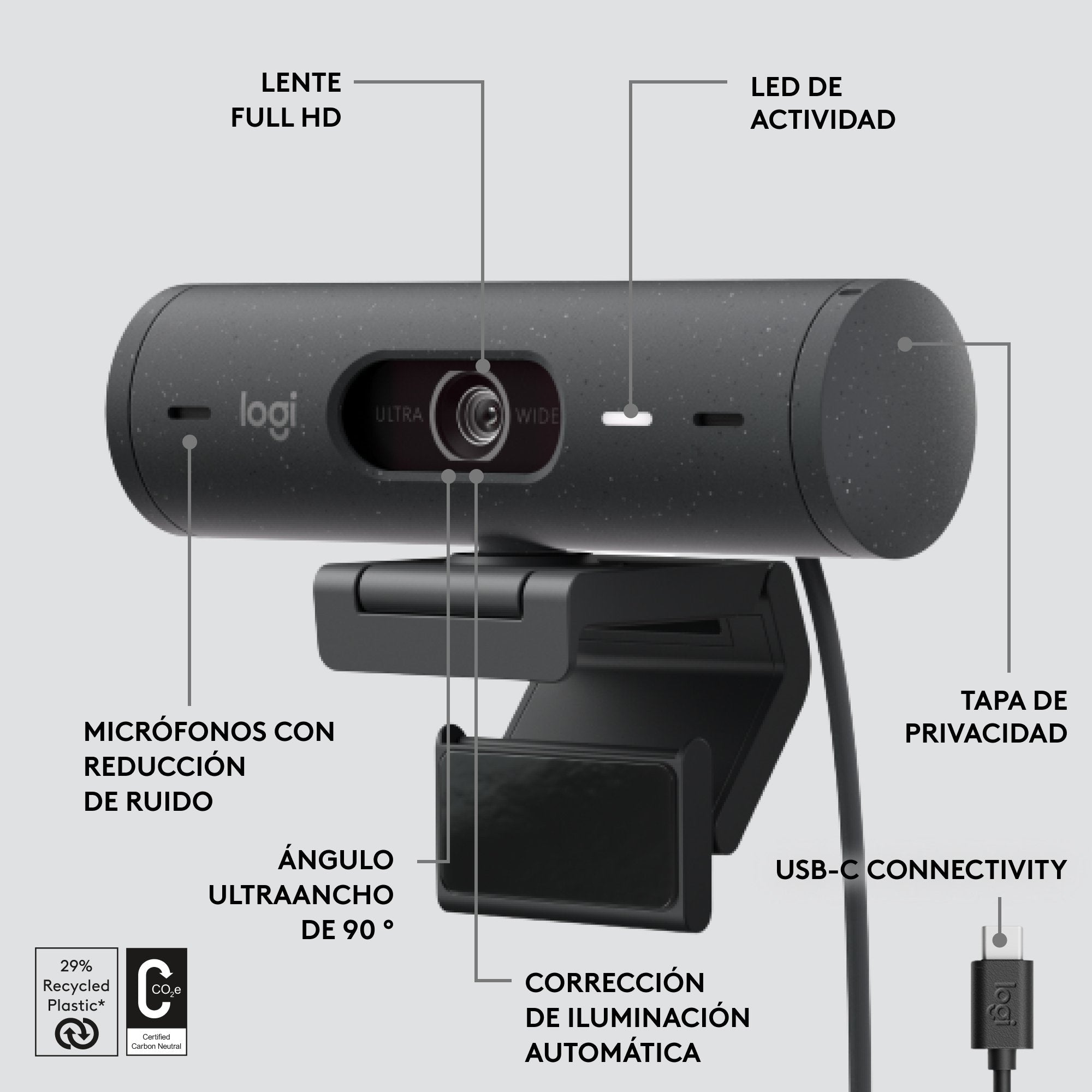 EAN 5099206104914 - Logitech 960-001422 cámara web 4 MP 1920 x 1080 Pixeles USB-C Grafito imagen 14