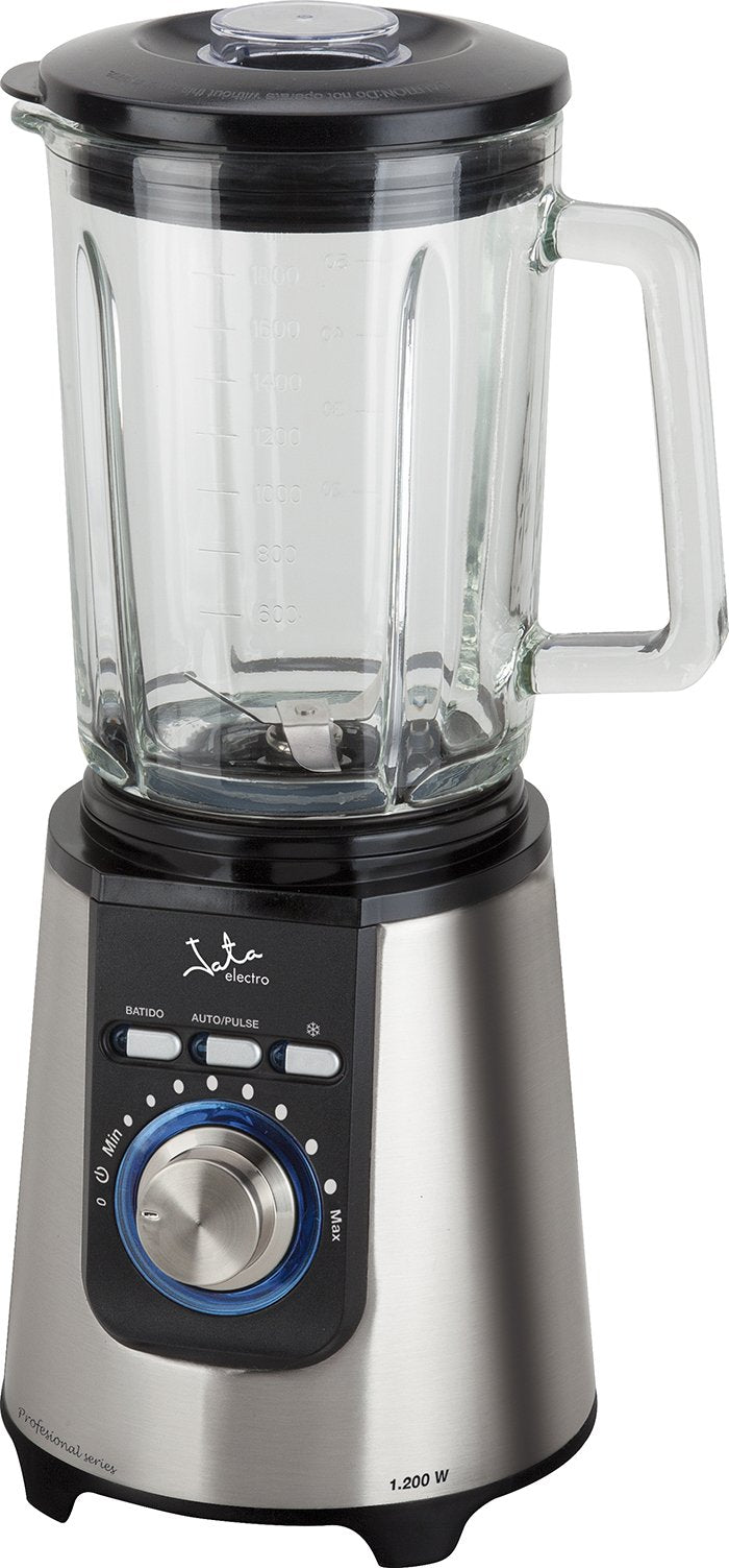 Batidora De Vaso Jata Bt1034 1200w Cuchillas Acero Inox Dentadas 3 Pulsadores (Batido Pulse Picahielo) Cuerpo Acero Inox Jarra Cristal 1.8l